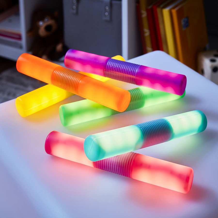 Lichtgevende Sensorische Cilinders – Oplaadbare Glow Tubes Set van 12